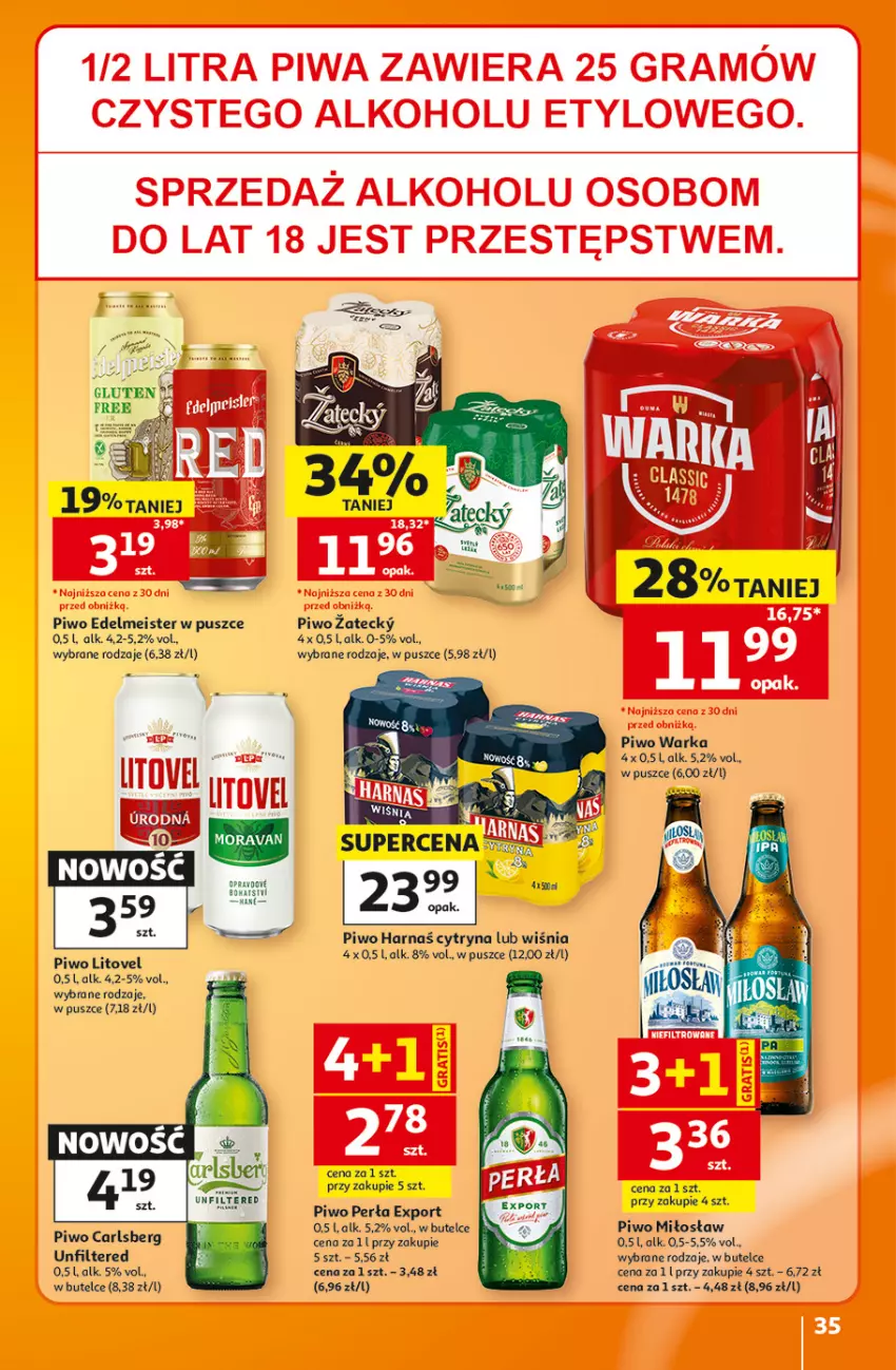Gazetka promocyjna Auchan - Gazetka 30 Lat Hipermarket Auchan - ważna 27.08 do 02.09.2026 - strona 35 - produkty: Carlsberg, Harnaś, Perła, Piwo, Por, Warka
