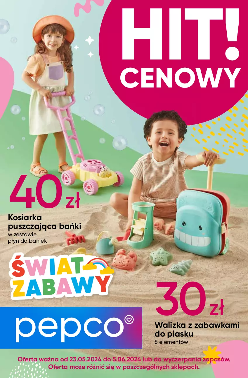 Gazetka promocyjna Pepco - Świat zabawy - ważna 23.05 do 05.06.2024 - strona 1 - produkty: Kosiarka, Walizka, Zabawka