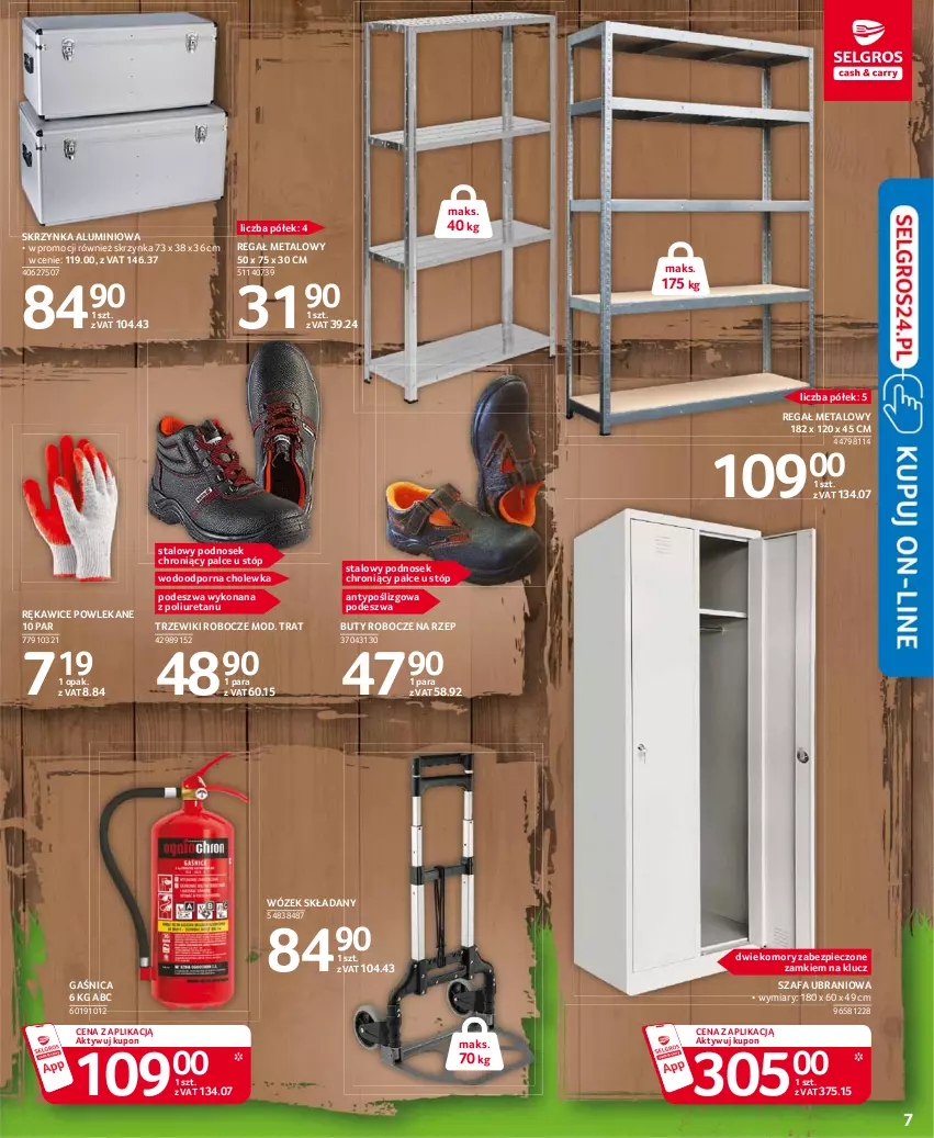 Gazetka promocyjna Selgros - Katalog Ogród i Narzędzia - ważna 25.03 do 05.04.2021 - strona 7 - produkty: Buty, Buty robocze, Fa, Gaśnica, Piec, Por, Regał, Regał metalowy, Rękawice, Szafa, Wózek