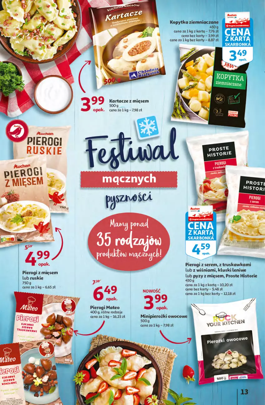 Gazetka promocyjna Auchan - Hiperoszczędzanie z Kartą Skarbonka 2 Hipermarkety - ważna 14.10 do 20.10.2021 - strona 13 - produkty: Kopytka, Pierogi, Ser