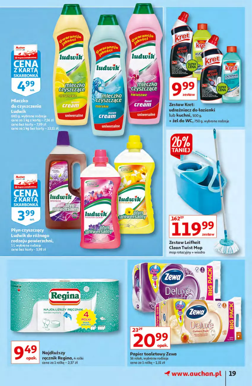 Gazetka promocyjna Auchan - Hiperoszczędzanie z Kartą Skarbonka 2 Hipermarkety - ważna 14.10 do 20.10.2021 - strona 19 - produkty: Gin, Kret, LG, Mop, Papier, Papier toaletowy, Ręcznik, Rolki, Ser, Wiadro