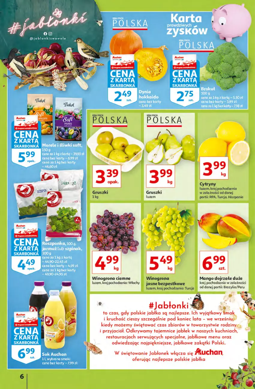 Gazetka promocyjna Auchan - Hiperoszczędzanie z Kartą Skarbonka 2 Hipermarkety - ważna 14.10 do 20.10.2021 - strona 6 - produkty: Cytryny, Gruszki, Jabłka, Kuchnia, Mango, Ser, Wino, Winogrona