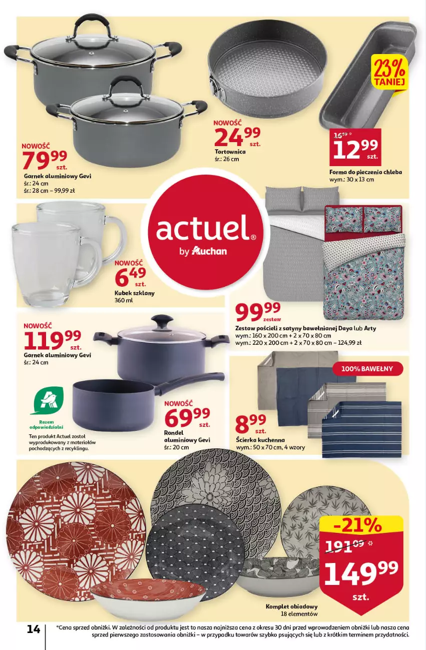 Gazetka promocyjna Auchan - Gazetka Rewelacyjne Marki Auchan Hipermarket Auchan - ważna 26.01 do 01.02.2023 - strona 14 - produkty: Chleb, Forma do pieczenia, Garnek, Komplet obiadowy, Kubek, O nas, Piec, Pościel, Rondel, Tortownica