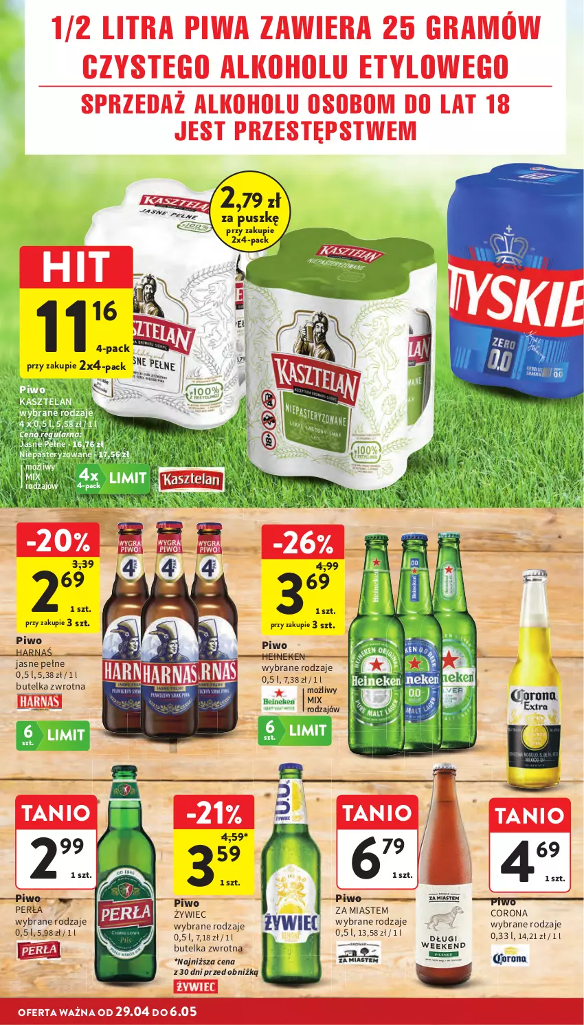 Gazetka promocyjna Intermarche - Gazetka Intermarche - ważna 29.04 do 06.05.2026 - strona 10 - produkty: Gra, Harnaś, Heineken, Kasztelan, Perła, Piwa, Piwo