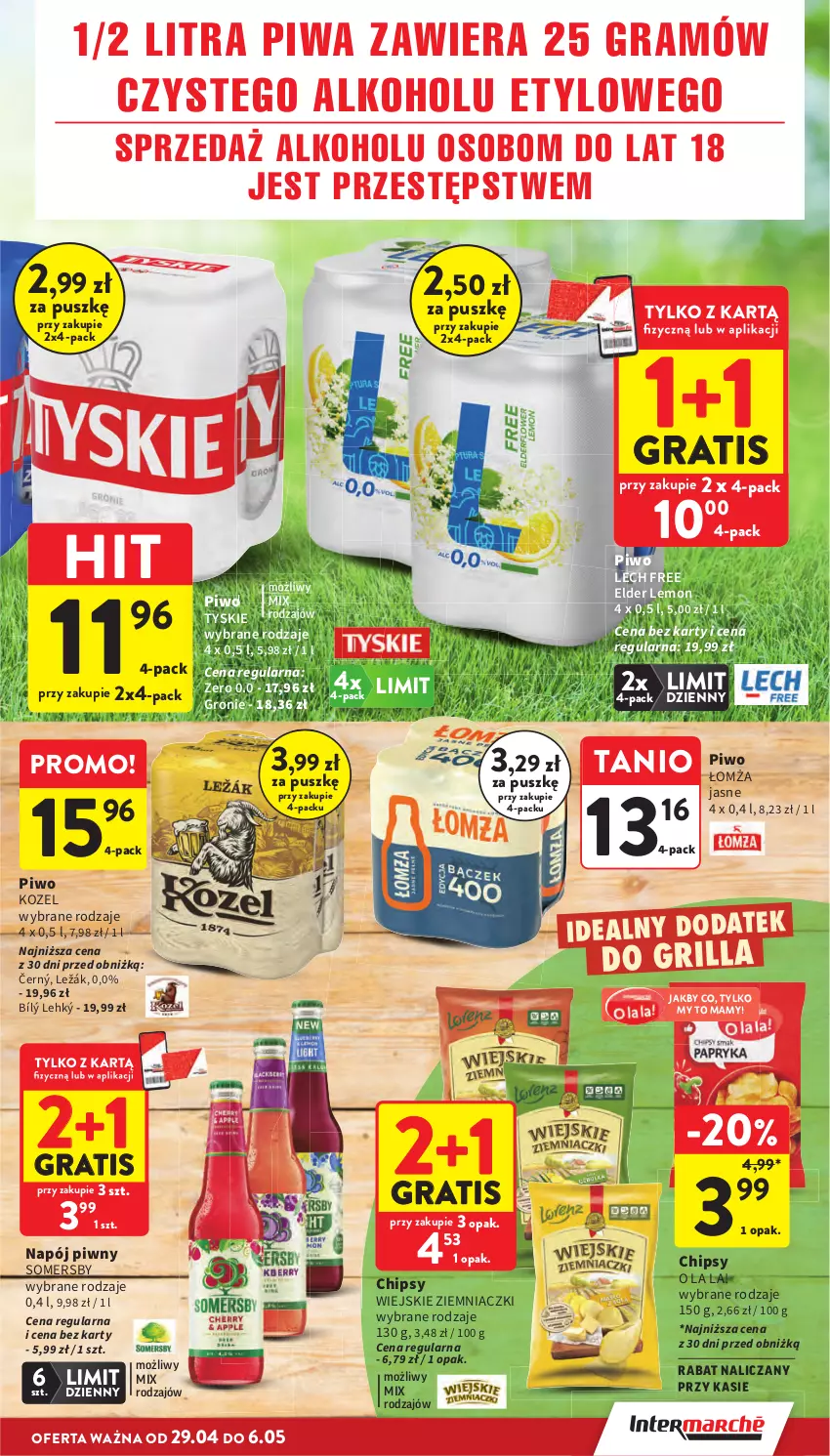 Gazetka promocyjna Intermarche - Gazetka Intermarche - ważna 29.04 do 06.05.2026 - strona 11 - produkty: Chipsy, Gra, Grill, Kozel, Napój, Piwa, Piwo, Somersby, Tyskie