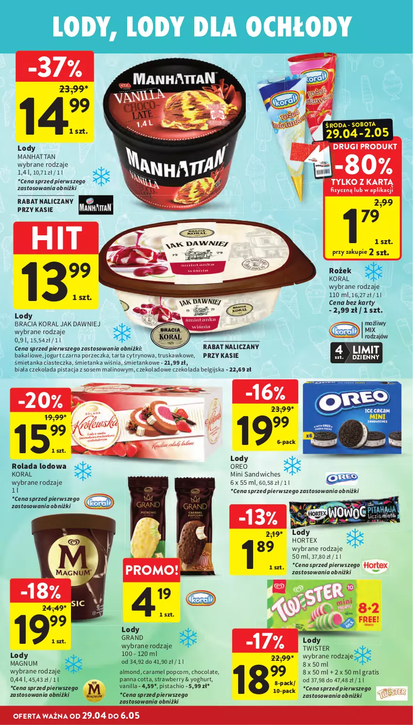 Gazetka promocyjna Intermarche - Gazetka Intermarche - ważna 29.04 do 06.05.2026 - strona 28 - produkty: Czekolada, Gra, Hortex, Jogurt, LG, Lody, Oreo, Panna cotta, Popcorn, Por, Rolada, Sos, Tarta
