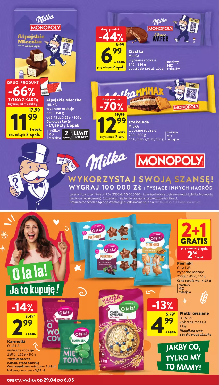 Gazetka promocyjna Intermarche - Gazetka Intermarche - ważna 29.04 do 06.05.2026 - strona 30 - produkty: Ciastka, Czekolada, Gra, Milka, Mleczko, Piernik, Płatki owsiane