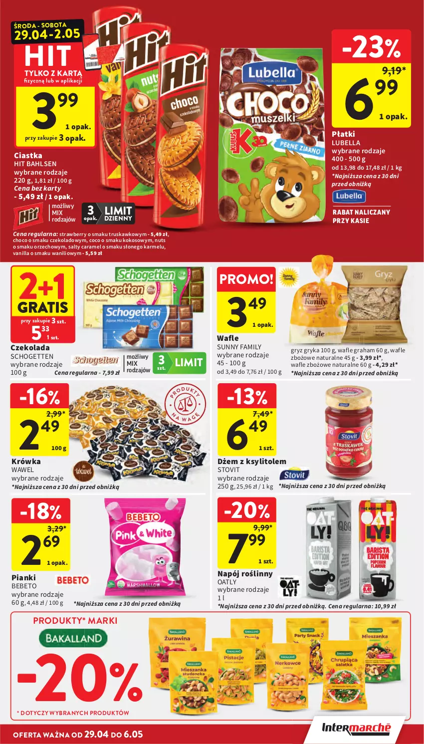 Gazetka promocyjna Intermarche - Gazetka Intermarche - ważna 29.04 do 06.05.2026 - strona 31 - produkty: Bell, Bella, Ciastka, Czekolada, Dżem, Fa, Gra, Gry, Kokos, Ksylitol, Lubella, Napój, Napój roślinny, Schogetten, Wafle, Wawel