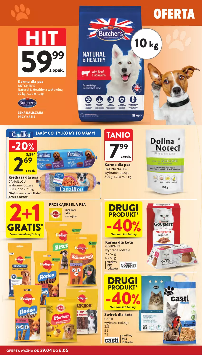 Gazetka promocyjna Intermarche - Gazetka Intermarche - ważna 29.04 do 06.05.2026 - strona 36 - produkty: Butcher's, Canaillou, Gra, Kiełbasa, Przekąski dla psa