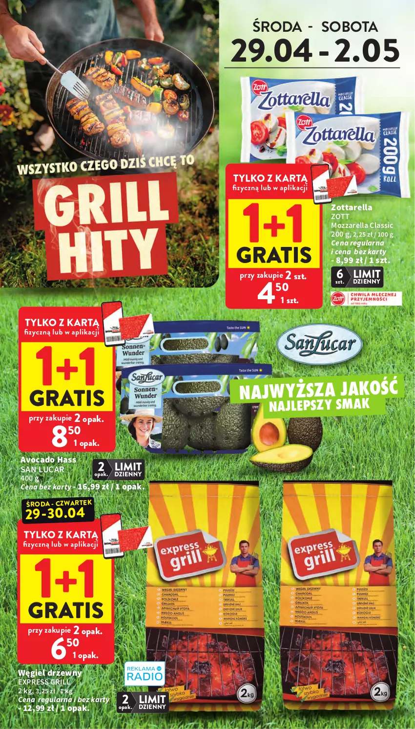 Gazetka promocyjna Intermarche - Gazetka Intermarche - ważna 29.04 do 06.05.2026 - strona 4 - produkty: Avocado, Gra, Grill, Mozzarella, Węgiel drzewny, Zott, Zottarella