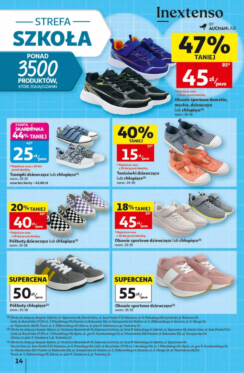Gazetka promocyjna Auchan - Gazetka 30 Lat Hipermarket Auchan - ważna 27.08 do 02.09.2026 - strona 14 - produkty: Acer, Buty, Cars, Fa, Obuwie, Półbuty, Por, Sos, Sport, Tenisówki, Trampki