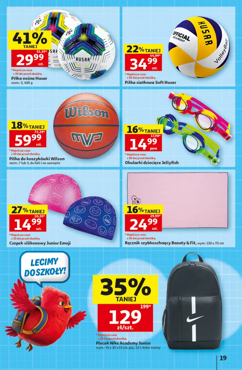 Gazetka promocyjna Auchan - Gazetka 30 Lat Hipermarket Auchan - ważna 27.08 do 02.09.2026 - strona 19 - produkty: Dzieci, Kosz, Nike, Okularki, Plecak, Ręcznik, Wilson