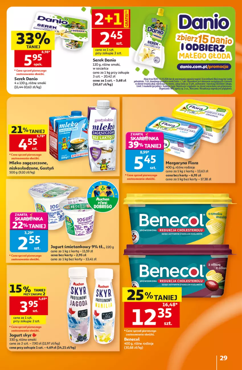 Gazetka promocyjna Auchan - Gazetka 30 Lat Hipermarket Auchan - ważna 27.08 do 02.09.2026 - strona 29 - produkty: Danio, Flora, Jogurt, Margaryna, Mleko, Mleko zagęszczone, Ser, Serek