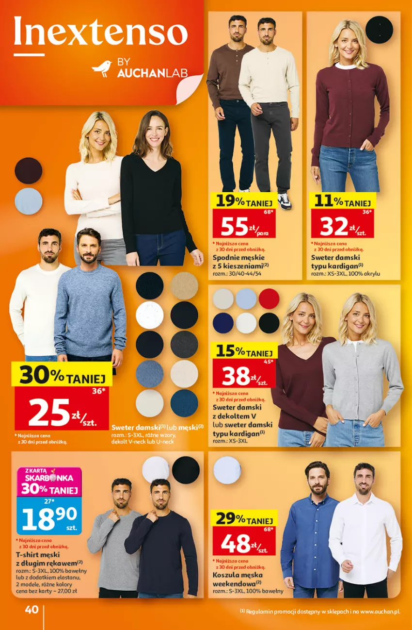 Gazetka promocyjna Auchan - Gazetka 30 Lat Hipermarket Auchan - ważna 27.08 do 02.09.2026 - strona 40 - produkty: Kardigan, Kosz, Koszula, Spodnie, Sweter, T-shirt