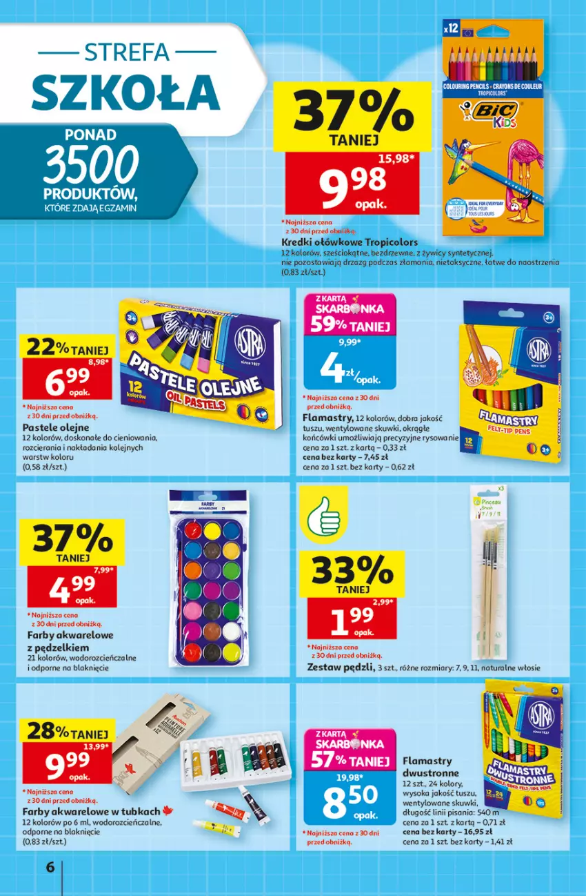 Gazetka promocyjna Auchan - Gazetka 30 Lat Hipermarket Auchan - ważna 27.08 do 02.09.2026 - strona 6 - produkty: Cień, Fa, Flamastry, Olej, Pastele olejne, Por, Sok, Tusz, Zestaw pędzli