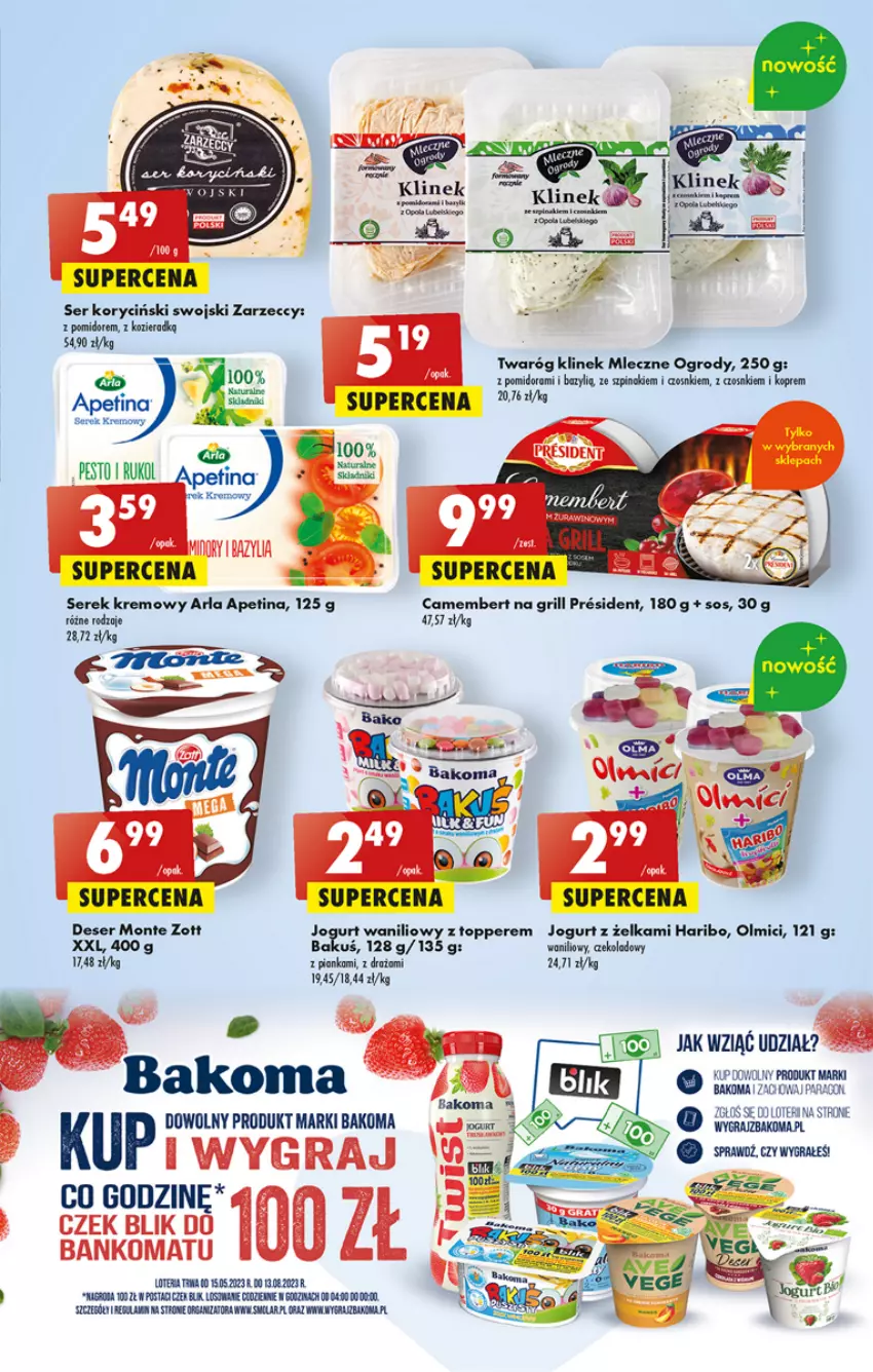 Gazetka promocyjna Biedronka - ważna 25.05 do 31.05.2023 - strona 37 - produkty: Bakoma, Bazyl, Camembert, Deser, Gra, Grill, Jogurt, Monte, Ser, Serek, Sos, Twaróg, Zott