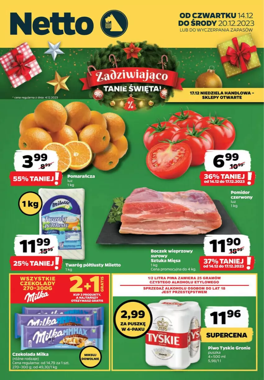 Gazetka promocyjna Netto - ważna 14.12 do 20.12.2023 - strona 1 - produkty: Czekolada, Gra, Milka, Piwa, Piwo, Tyskie