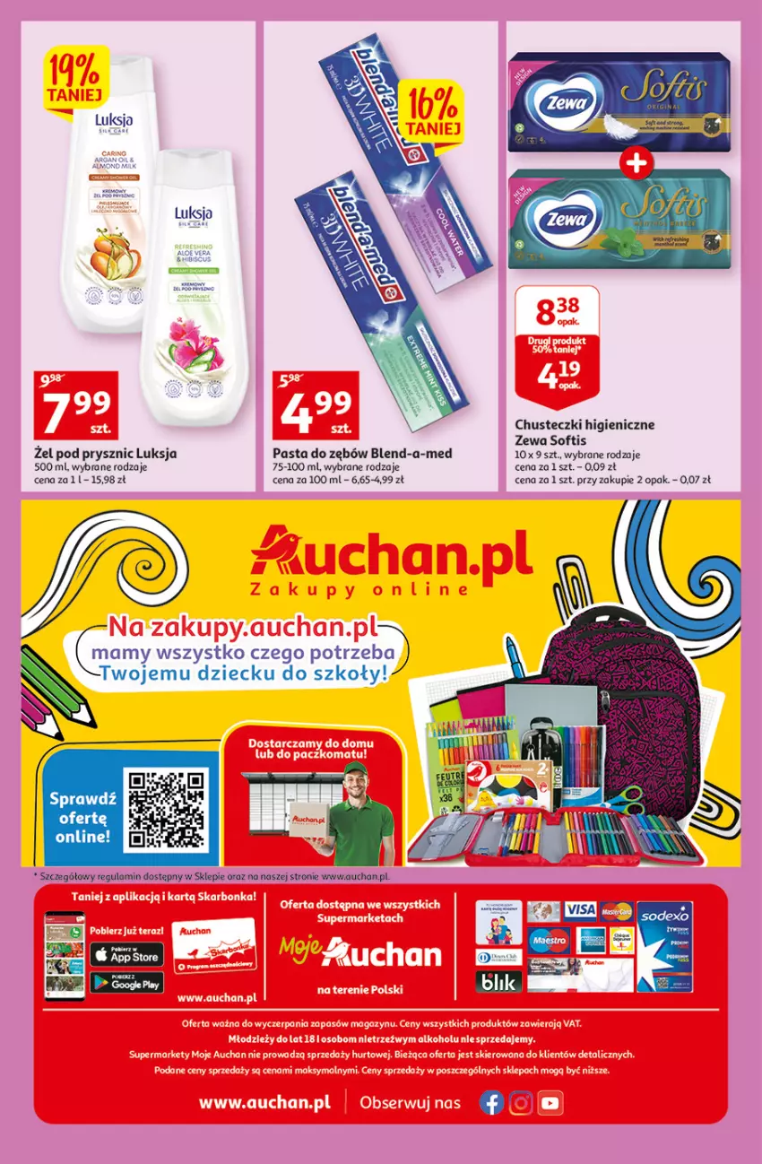 Gazetka promocyjna Auchan - Tygodniowe przeNISKIE CENY moje Auchan 25-31.08 - ważna 29.08 do 31.08.2022 - strona 4 - produkty: Blend-a-Med, Chusteczki, Luksja