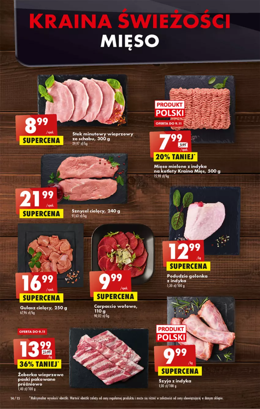 Gazetka promocyjna Biedronka - W tym tygodniu P - ważna 07.11 do 12.11.2022 - strona 14 - produkty: Carpaccio, Fa, Kotlet, Mięso, Mięso mielone, Ser, Sok, Stek