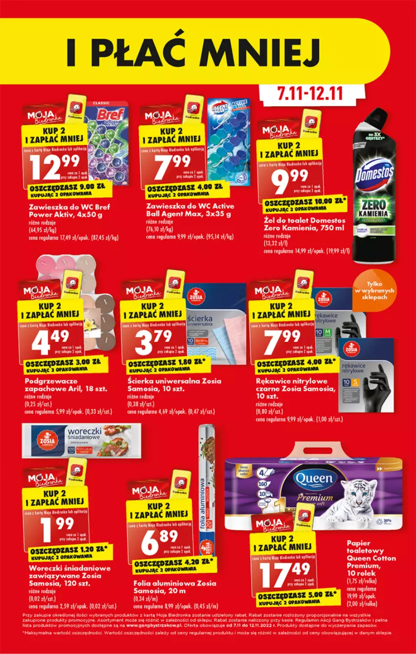 Gazetka promocyjna Biedronka - W tym tygodniu P - ważna 07.11 do 12.11.2022 - strona 43 - produkty: Bref, Danio, Domestos, Dron, Fa, Folia aluminiowa, Kret, Olej, Papier, Podgrzewacze, Por, Pur, Rękawice, Zawieszka do wc