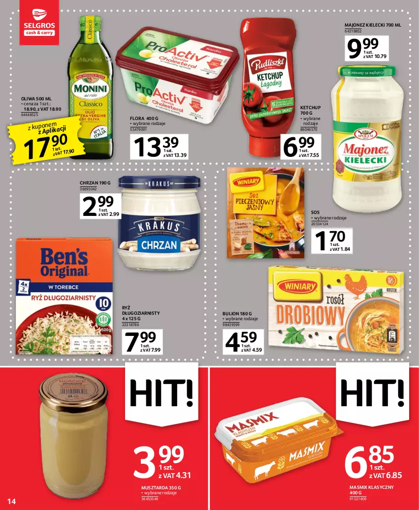 Gazetka promocyjna Selgros - Oferta spożywcza - ważna 16.02 do 01.03.2023 - strona 14 - produkty: Bulion, Chrzan, Flora, Ketchup, Lion, Majonez, Mus, Musztarda, Ryż, Sos