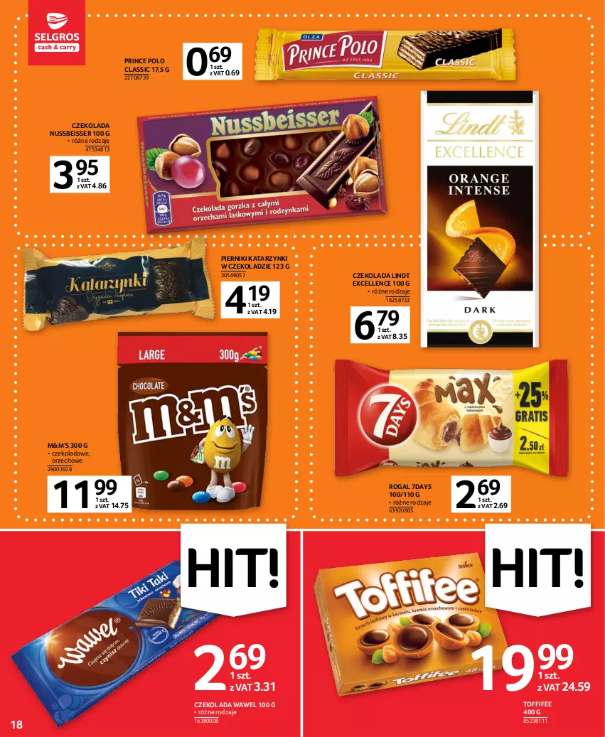 Gazetka promocyjna Selgros - Oferta spożywcza - ważna 16.02 do 01.03.2023 - strona 18 - produkty: Czekolada, Lindt, Piernik, Prince Polo, Rogal, Ser, Toffifee, Wawel