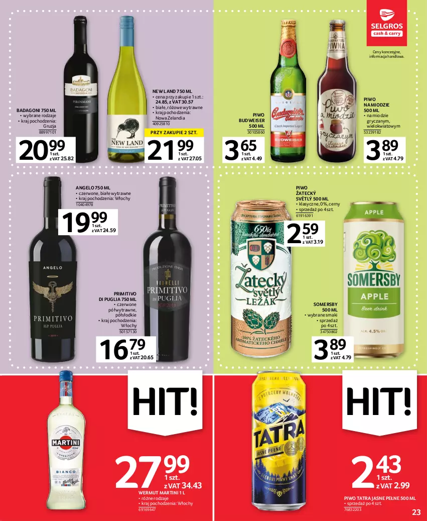 Gazetka promocyjna Selgros - Oferta spożywcza - ważna 16.02 do 01.03.2023 - strona 23 - produkty: Gry, Martini, Piwo, Ser, Somersby, Tatra