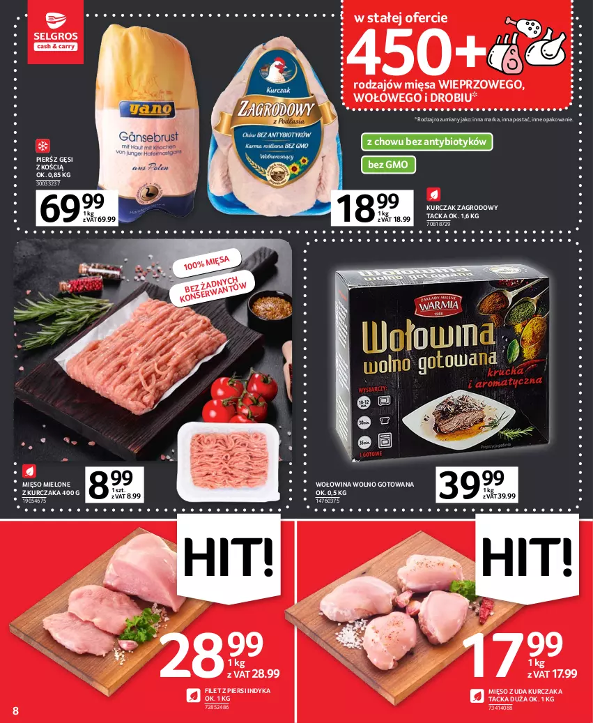 Gazetka promocyjna Selgros - Oferta spożywcza - ważna 16.02 do 01.03.2023 - strona 8 - produkty: Filet z piersi indyka, Kurczak, Mięso, Mięso mielone, Mięso z uda kurczaka, Wołowina