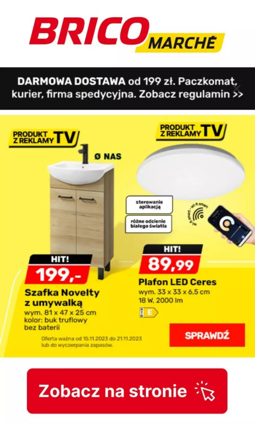 Gazetka promocyjna Bricomarche - ważna 19.11 do 25.11.2023 - strona 1 - produkty: Plafon, Plafon LED, Szafka