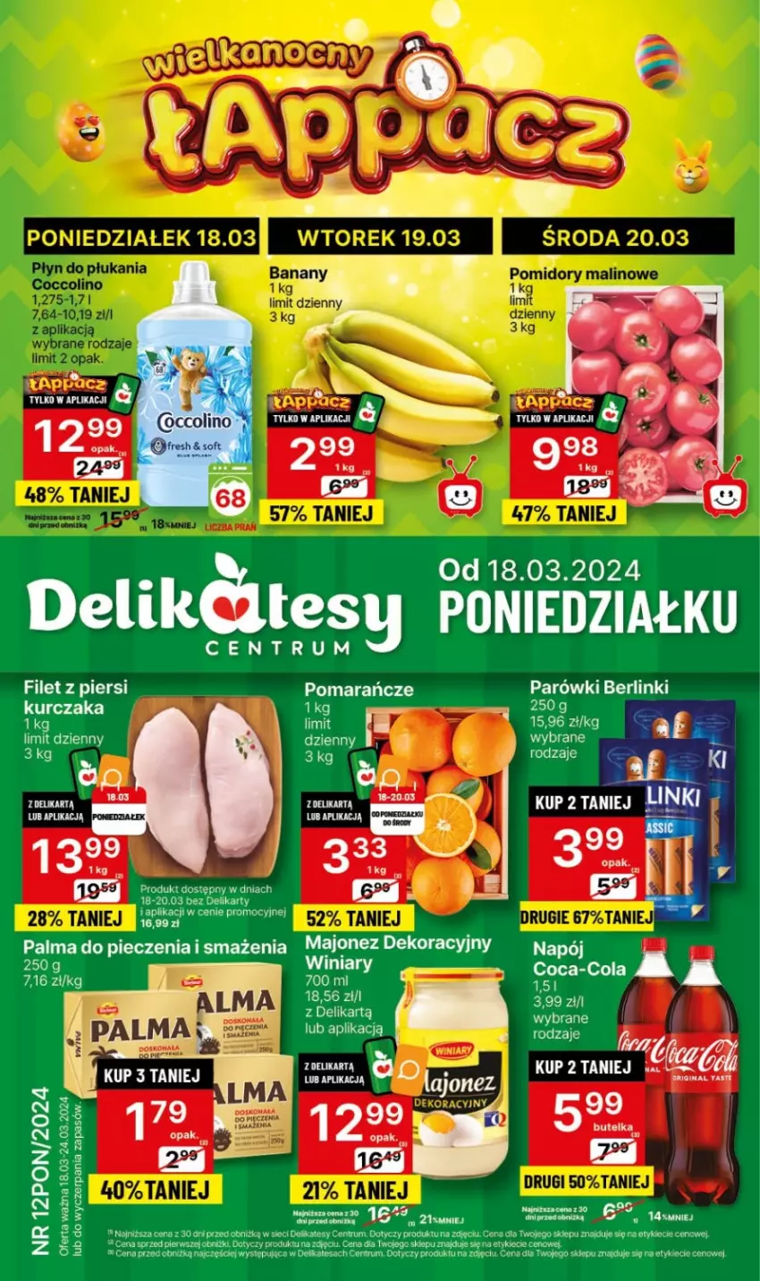 Gazetka promocyjna Delikatesy Centrum - NOWA GAZETKA Delikatesy Centrum od 18 marca! 18-24.03.2024 - ważna 18.03 do 24.03.2024 - strona 1 - produkty: Berlinki, Fa, Gin, Napój, Palma, Parówki, Pomarańcze, Rum