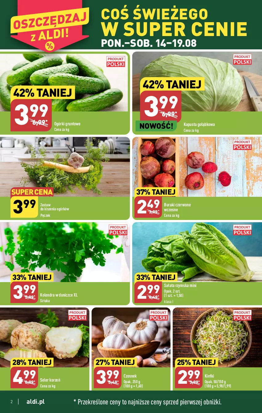 Gazetka promocyjna Aldi - Pełna oferta - ważna 07.08 do 12.08.2023 - strona 2 - produkty: Buraki, Czosnek, Grunt, Kiełki, Kolendra, Sałat, Seler korzeń