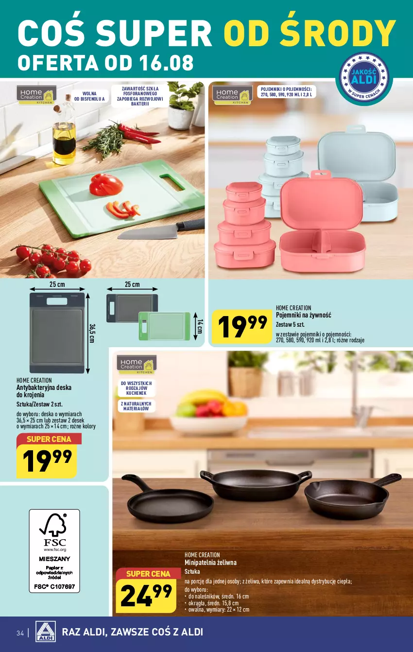 Gazetka promocyjna Aldi - Pełna oferta - ważna 07.08 do 12.08.2023 - strona 34 - produkty: Deska do krojenia, Patelnia, Pojemnik, Por