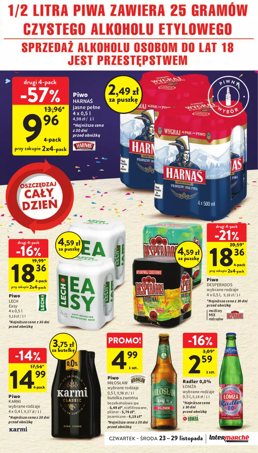 Gazetka promocyjna Intermarche - Gazetka Intermarche - ważna 23.11 do 29.11.2023 - strona 23 - produkty: Desperados, Harnaś, Karmi, Piwo, Radler, Top