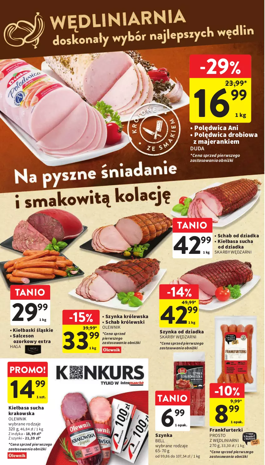 Gazetka promocyjna Intermarche - Gazetka Intermarche - ważna 23.11 do 29.11.2023 - strona 30 - produkty: Bell, Duda, Frankfurterki, Kiełbasa, Kiełbaski śląskie, Królewski, Olewnik, Polędwica, Salceson, Szynka, Szynka Królewska