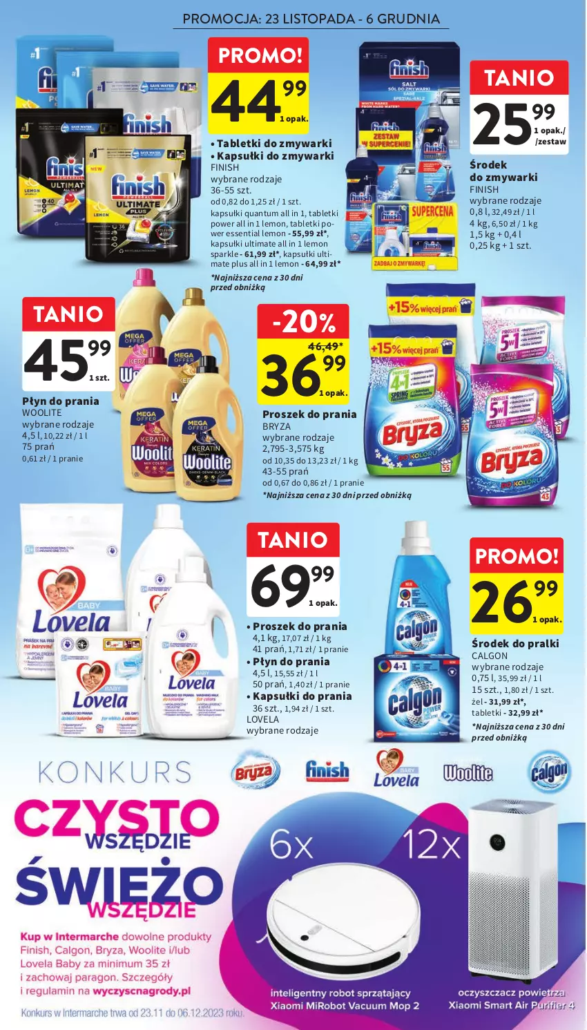 Gazetka promocyjna Intermarche - Gazetka Intermarche - ważna 23.11 do 29.11.2023 - strona 38 - produkty: Bryza, Calgon, Finish, Kapsułki do prania, LG, Lovela, Płyn do prania, Pralki, Proszek do prania, Tablet, Tabletki do zmywarki, Top, Woolite, Zmywarki