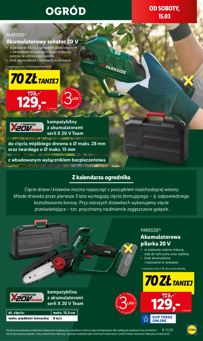 Gazetka promocyjna Lidl - GAZETKA - ważna 13.03 do 15.03.2025 - strona 19 - produkty: Akumulator, Kalendarz, Miecz, Ogród, Olej, Parkside, Piec, Sekator, Ser, Walizka, Wkręt