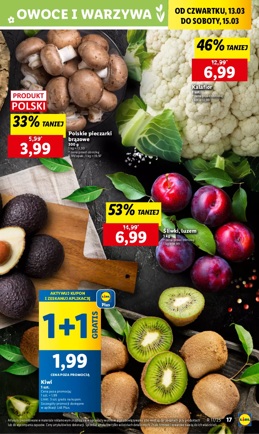 Gazetka promocyjna Lidl - GAZETKA - ważna 13.03 do 15.03.2025 - strona 23 - produkty: Gra, Kalafior, Kiwi, Owoce, Piec, Warzywa