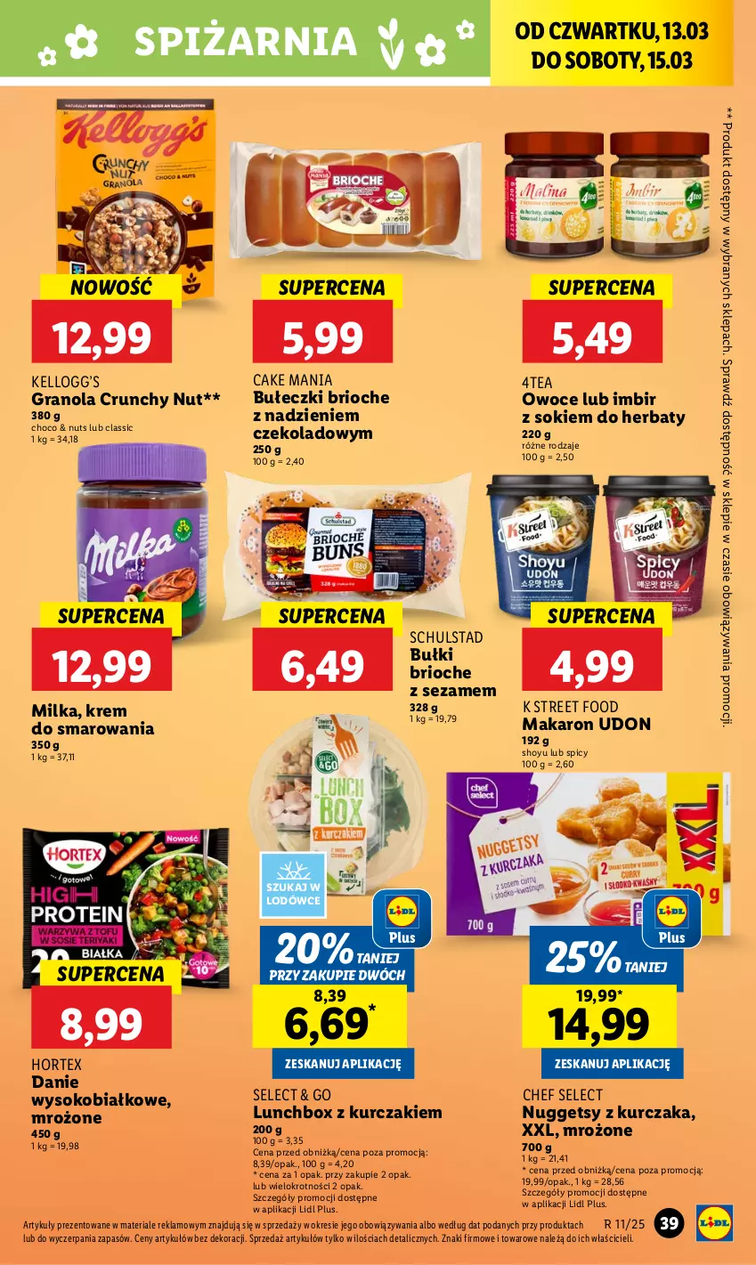 Gazetka promocyjna Lidl - GAZETKA - ważna 13.03 do 15.03.2025 - strona 33 - produkty: Bułeczki, Gra, Granola, Hortex, Imbir, Kurczak, Makaron, Milka, Owoce, Sezam, Sok