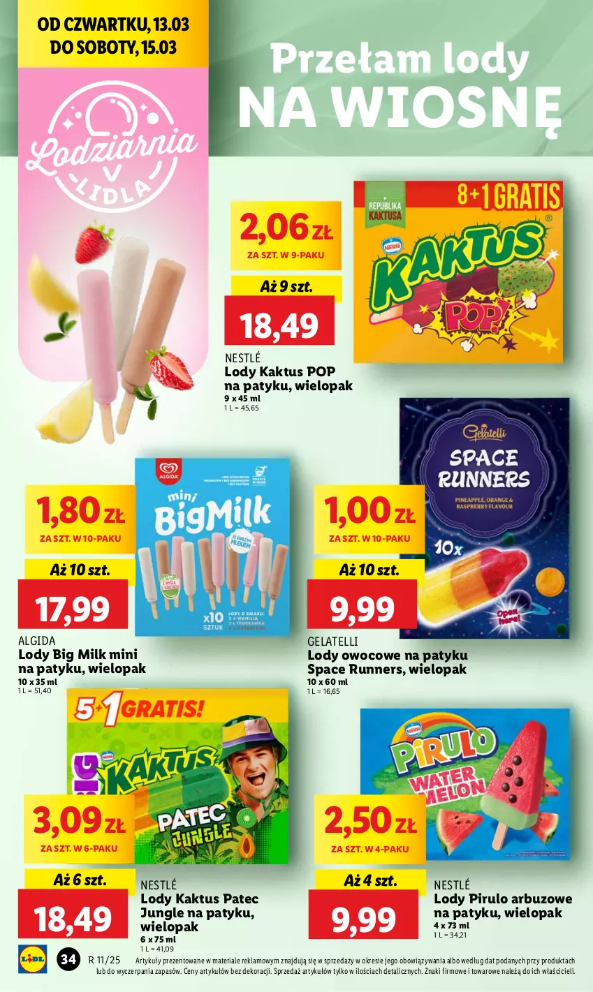 Gazetka promocyjna Lidl - GAZETKA - ważna 13.03 do 15.03.2025 - strona 42 - produkty: Algida, Arbuz, Big Milk, Kaktus, LG, Lody, Nestlé