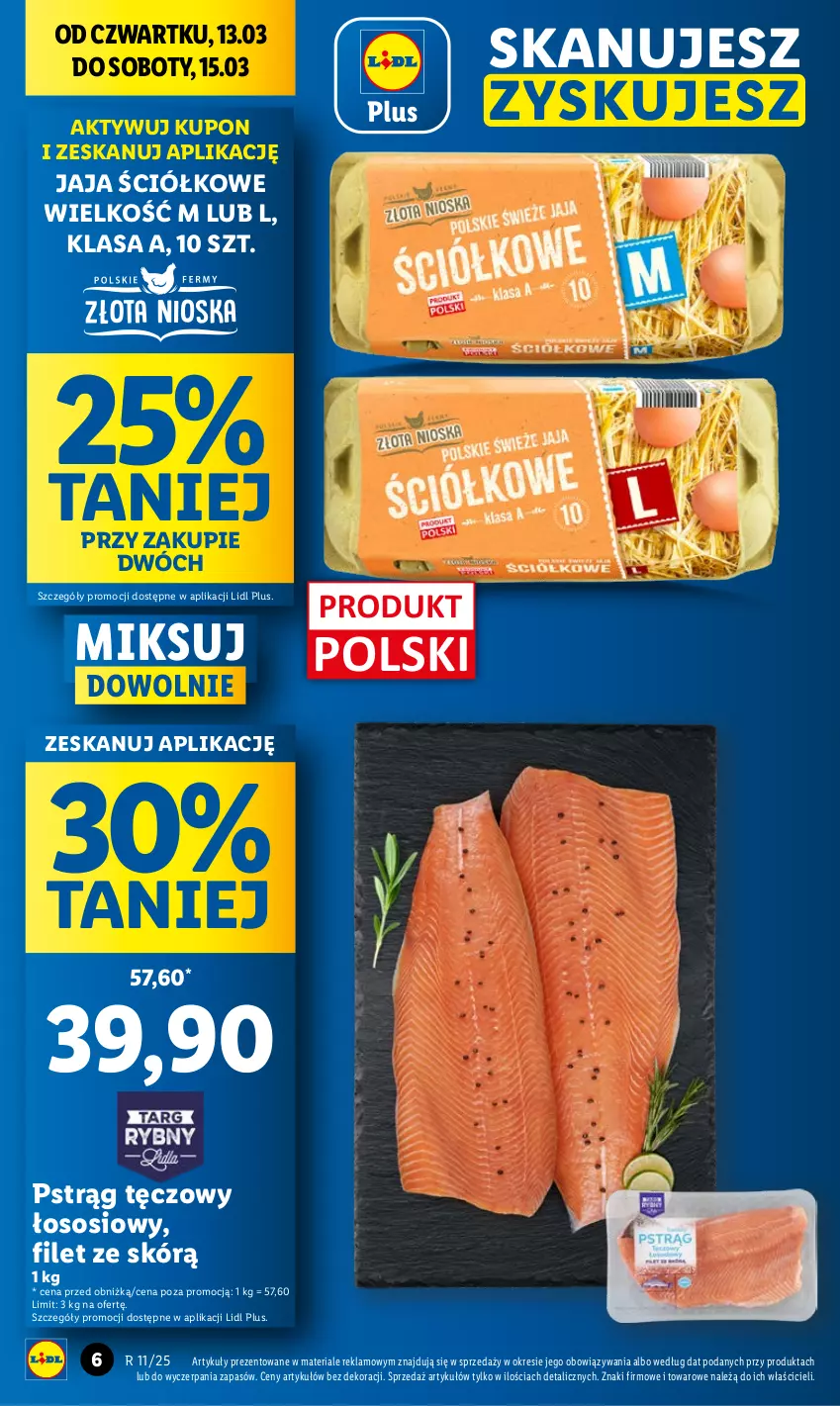 Gazetka promocyjna Lidl - GAZETKA - ważna 13.03 do 15.03.2025 - strona 6 - produkty: Jaja, Pstrąg, Pstrąg tęczowy, Sos