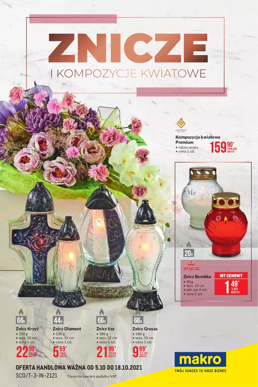 Gazetka promocyjna Makro - [Oferta specjalna] Znicze i kompozycje kwiatowe - ważna 05.10 do 18.10.2021 - strona 1 - produkty: Znicz