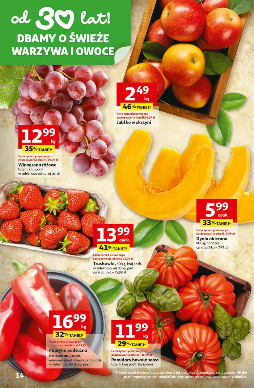 Gazetka promocyjna Auchan - Gazetka 30 Lat Hipermarket Auchan - ważna 12.02 do 18.02.2026 - strona 14 - produkty: Owoce, Pomidory, Ser, Truskawki, Warzywa, Warzywa i owoce, Wino, Winogrona