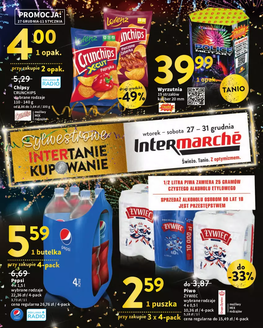 Gazetka promocyjna Intermarche - Gazetka Intermarche - ważna 27.12.2022 do 11.01.2023 - strona 1 - produkty: Chipsy, Crunchips, Pepsi, Piwo, Strzałów, Wyrzutnia