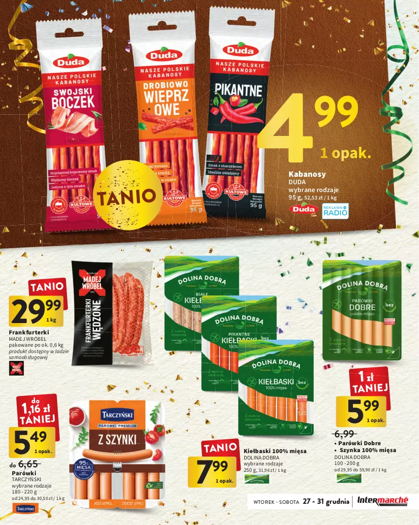 Gazetka promocyjna Intermarche - Gazetka Intermarche - ważna 27.12.2022 do 11.01.2023 - strona 13 - produkty: Duda, Frankfurterki, Kabanos, Madej Wróbel, Parówki, Szynka, Tarczyński