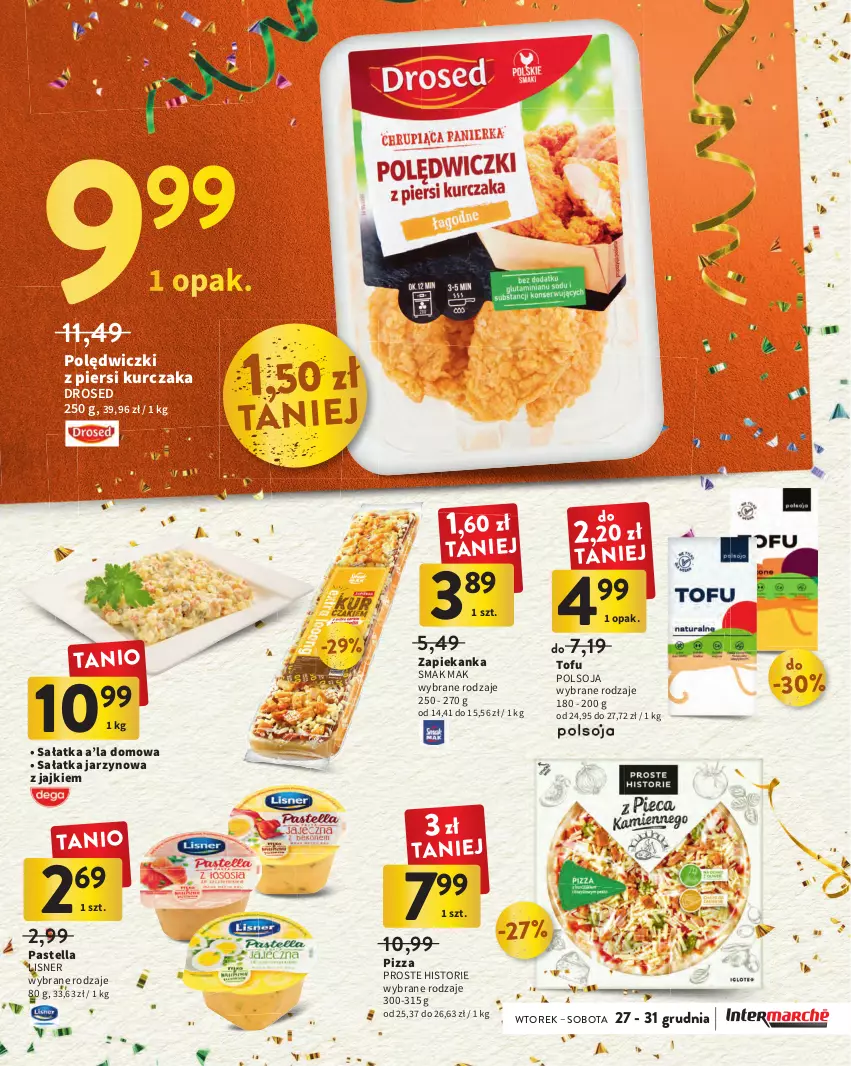 Gazetka promocyjna Intermarche - Gazetka Intermarche - ważna 27.12.2022 do 11.01.2023 - strona 17 - produkty: Kurczak, Lisner, Pastella, Pizza, Sałat, Sałatka, Tofu, Zapiekanka