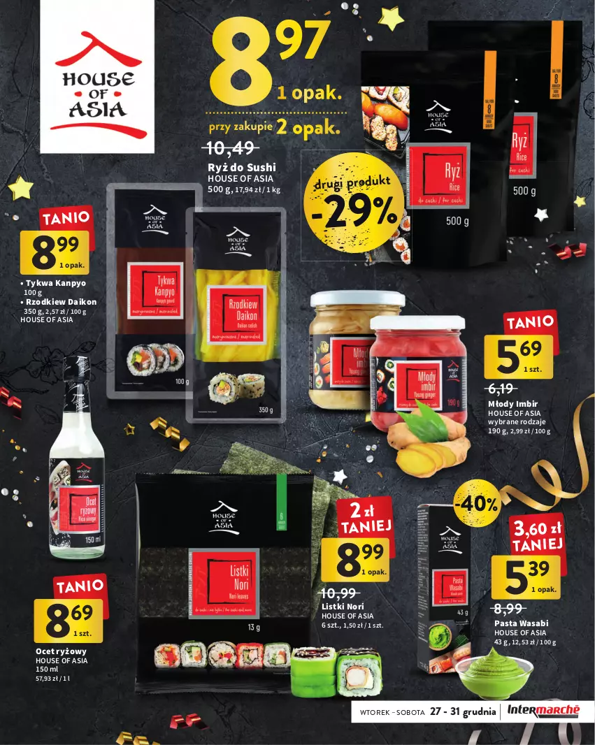 Gazetka promocyjna Intermarche - Gazetka Intermarche - ważna 27.12.2022 do 11.01.2023 - strona 25 - produkty: House of Asia, Imbir, Ocet, Ocet ryżowy, Pasta wasabi, Ryż, Ryż do sushi, Sushi, Wasa