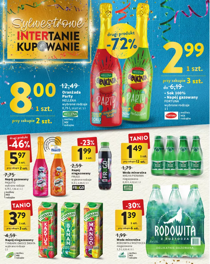 Gazetka promocyjna Intermarche - Gazetka Intermarche - ważna 27.12.2022 do 11.01.2023 - strona 8 - produkty: Fortuna, Hellena, Napój, Napój gazowany, Napój niegazowany, Oranżada, Owoce, Sok, Tymbark, Woda, Woda mineralna