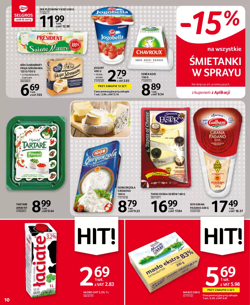 Gazetka promocyjna Selgros - Oferta spożywcza - ważna 27.12.2021 do 05.01.2022 - strona 10 - produkty: Camembert, Deska serów, Gorgonzola, Gra, Jogurt, Masło, Mleko, Ser, Ser pleśniowy, Serek, Tarta, Tartare