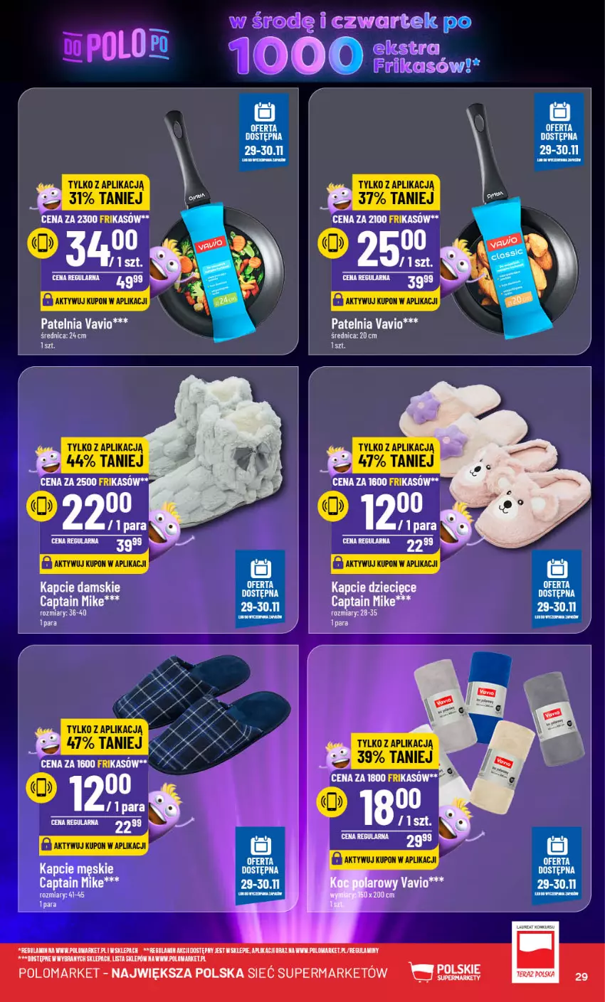 Gazetka promocyjna PoloMarket - Gazetka pomocyjna - ważna 27.11 do 03.12.2024 - strona 29 - produkty: Kapcie, Olej, Patelnia, Tera