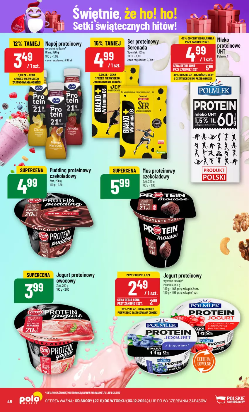 Gazetka promocyjna PoloMarket - Gazetka pomocyjna - ważna 27.11 do 03.12.2024 - strona 48 - produkty: Fa, Jogurt, Mus, Napój, Olma, Polmiek, Pudding, Ser, Zott